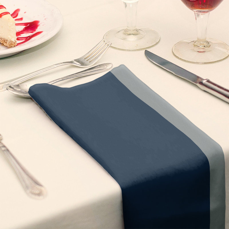 Striped Square Napkin, 22" W x 22" L, Midnight Blue/Moonlight Grey/Lake Blue, Polyester
