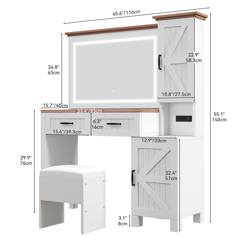 Vanity With Adjustable Lighting Mirror