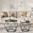 Round Coffee Tables For Living Room, Set Of 2 Side Tables, Different Sized, Modern Style, Removable Tabletop, Steel Frame, Slate Grey And Ink Black