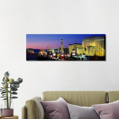 The Strip At Dusk, Las Vegas, Nevada, USA - Wrapped Canvas Panoramic Print
