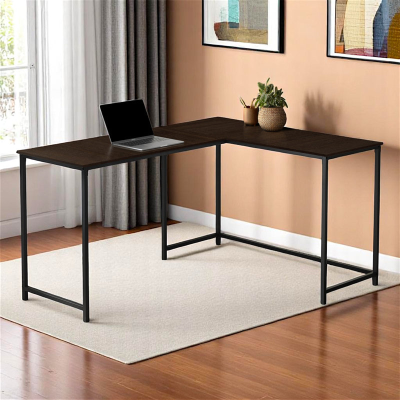 Computer Desk, Home Office, Corner, 58"l, L Shape, Work, Laptop, Laminate, Metal, Contemporary, Modern, Espresso/Black