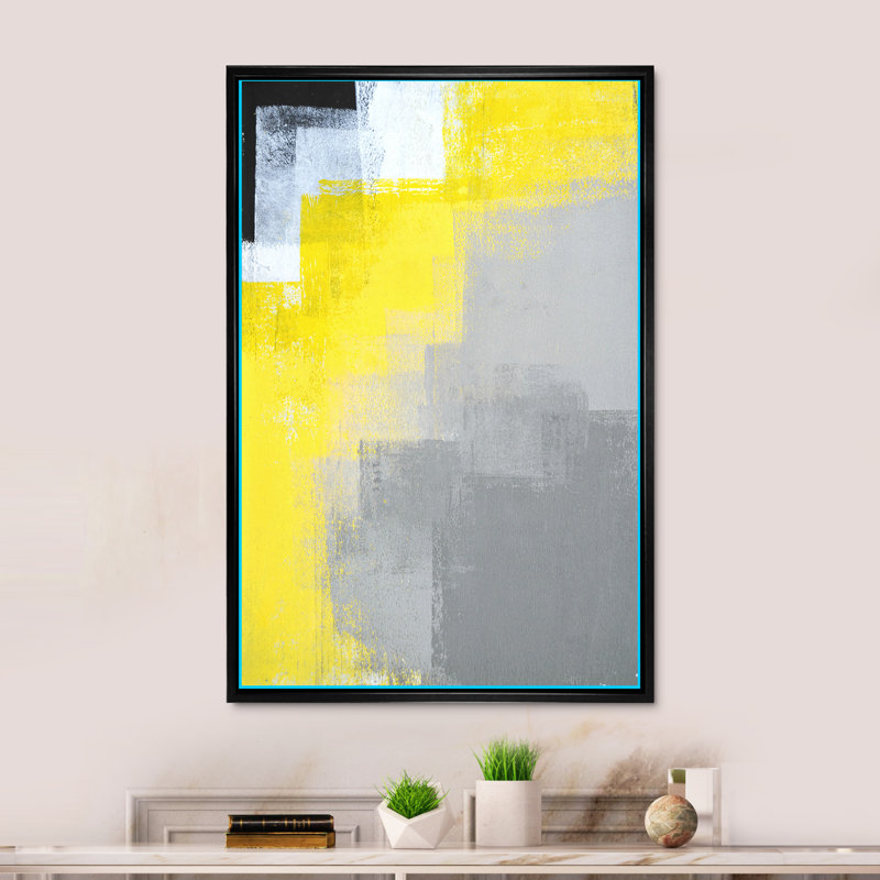 Abstrait, univers - peinture, H 20 po x l 12 po, Cadre flottant noir