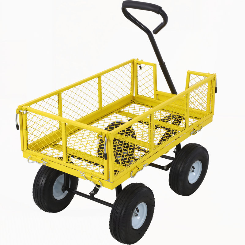 Chariot de jardin en acier, Jaune