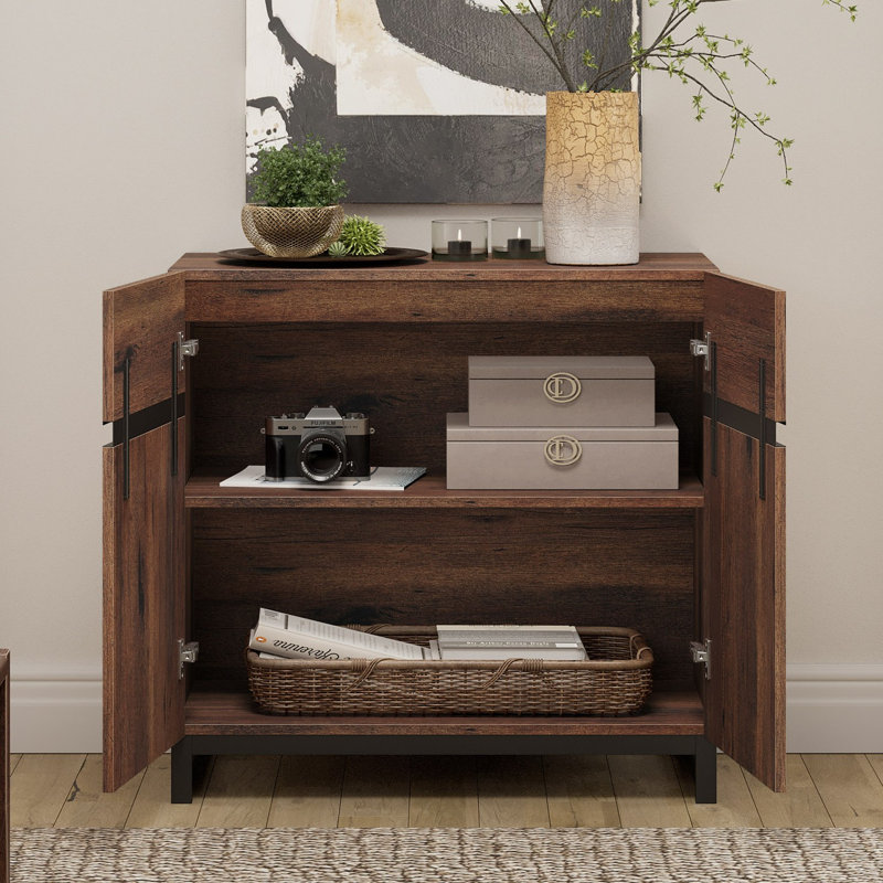 Crédence de rangement l 31,5 po Aadam, Bois brun foncé