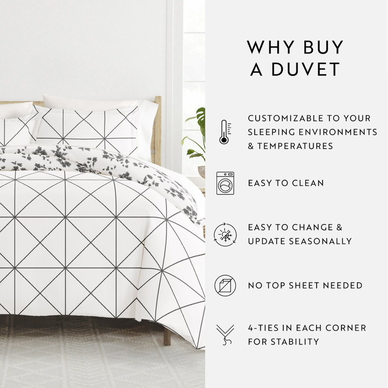 Ensemble de housse de couette en microfibre à motif de literie ultra douce, Housse de couette pour grand lit et 2 taies décor