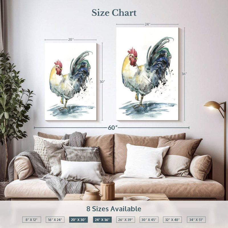 Brampt Rooster Splash I, 36" H x 24" W