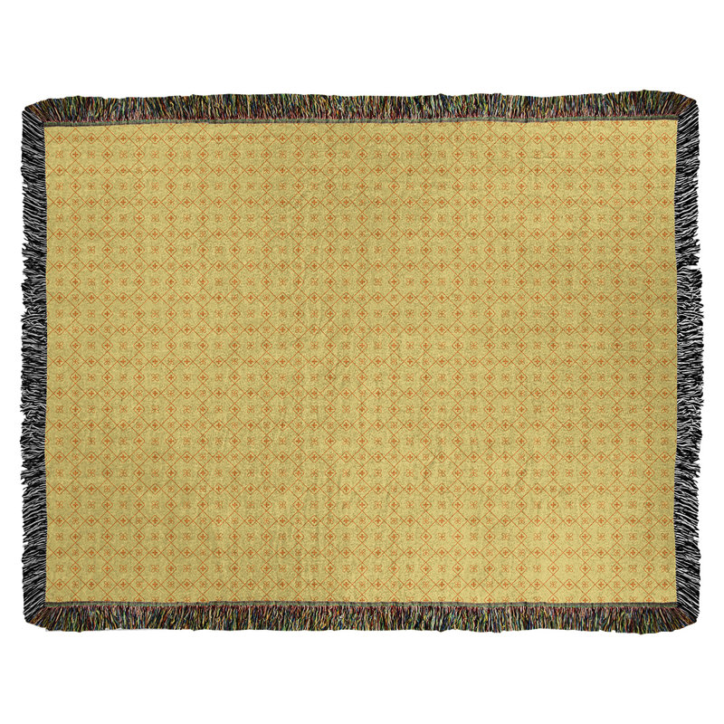 Couverture en coton tissé Katelyn Elizabeth, l 37 po x L 52 po, Jaune et orange