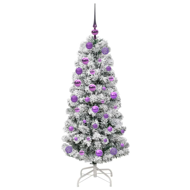 Artificial Hinged Christmas Tree Green and white, 3.94 ft