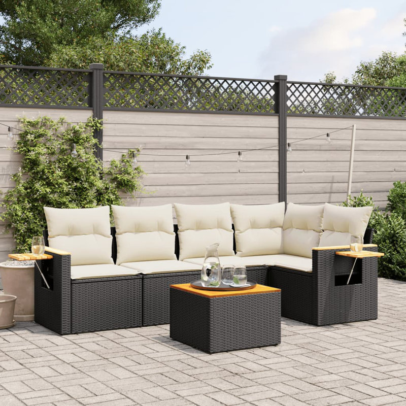 Vidaxl Garden Sofa Set Black, Cream White