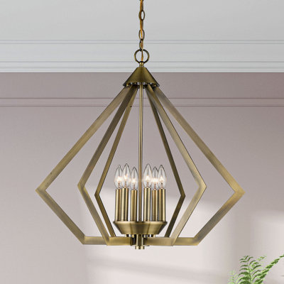 Dawnesha 6 - Light Steel Dimmable Cage, Geometric Chandelier