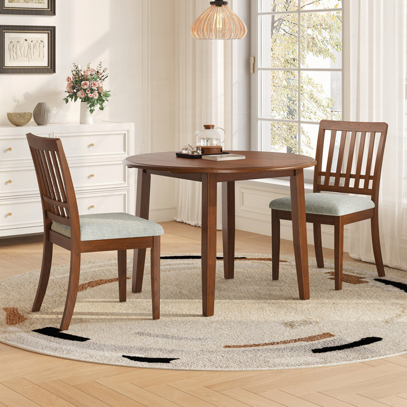 Round Dining Table Set, 3, Brown