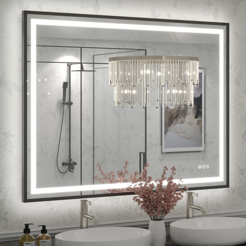 Miroir de salle de bain Molly Framelss, 48 po x 36 po, Noir