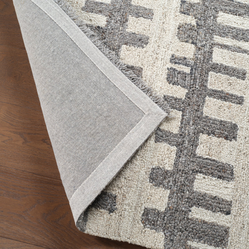 Lexxi Tufted Striped Gray Area Rug (10'X14'), Rectangle 10' x 14', Gray/White