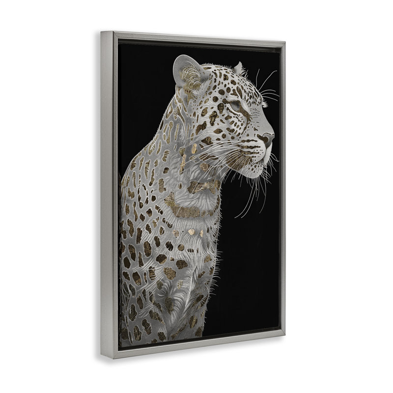 Cadre flottant Elegant Glam Leopard Spots, design par Sasha, H 31 po x l 21 po, Cadre flottant gris lustré