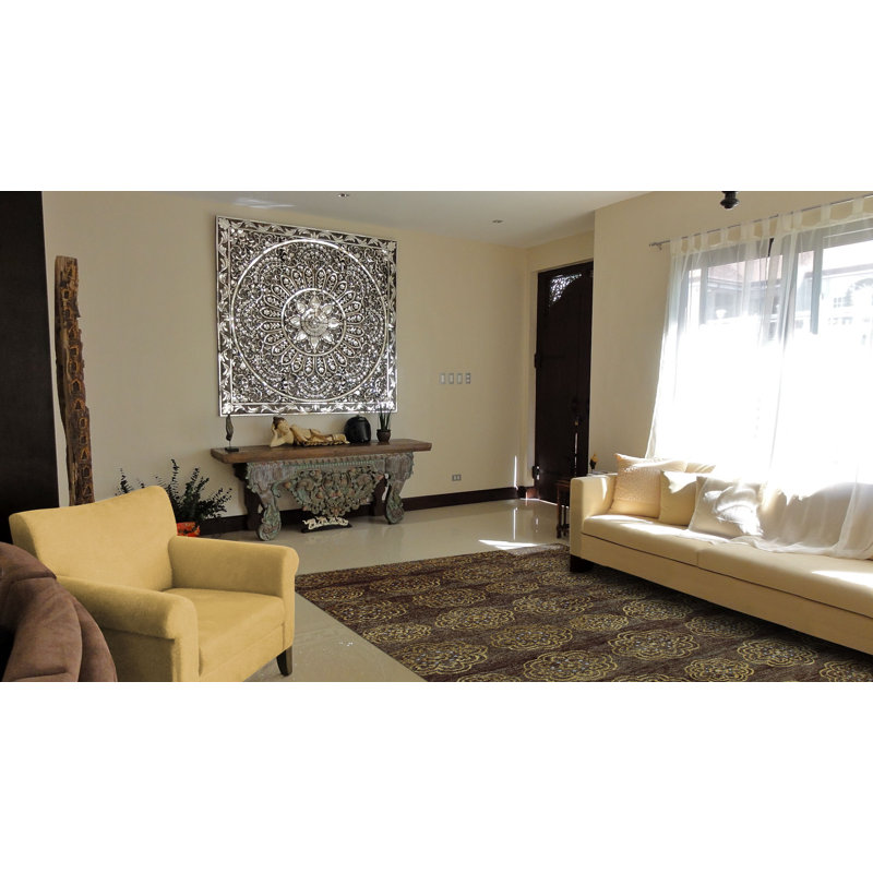 Qing Wool Geometric Area Rug in Brown/Gold