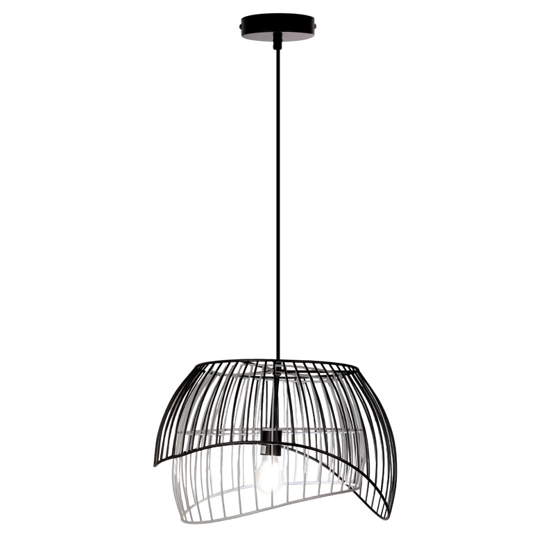 Luminaire suspendu dôme industriel noir et blanc 19,5 po l