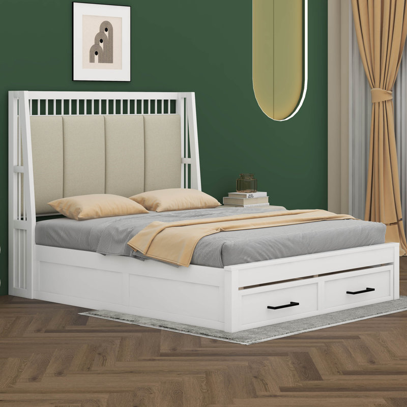 Borgos Upholstered Panel Storage Bed, Queen