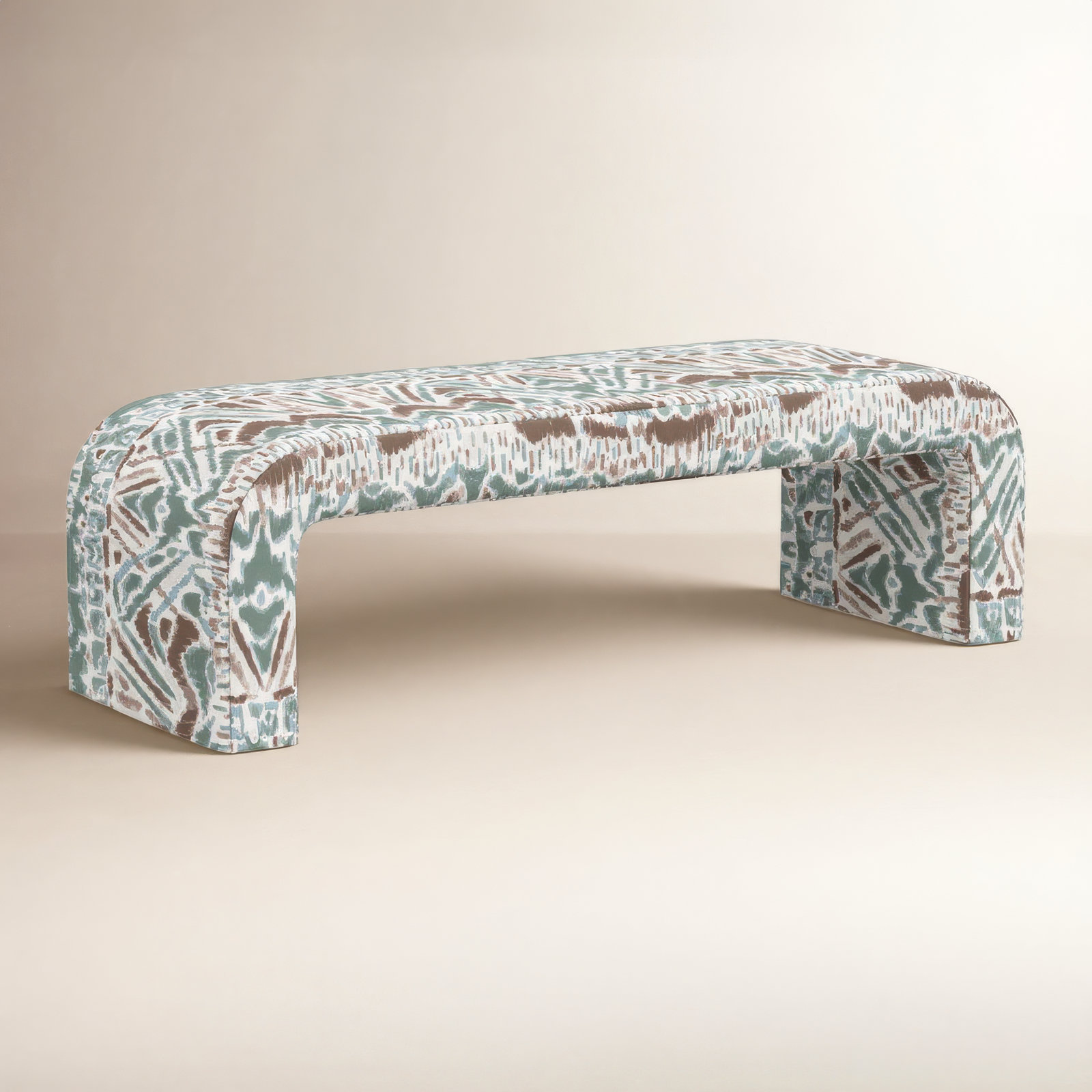 Barley 50" Bedroom Bench, Kara Ikat Blue Mist