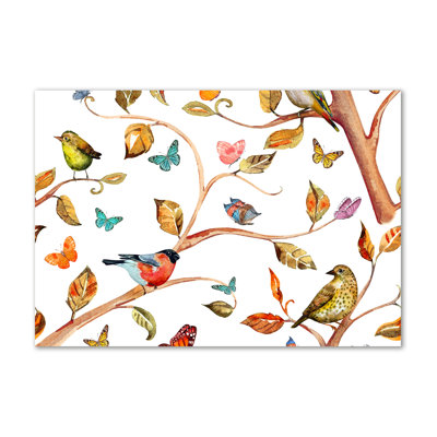 Birds And Butterflies - Wrapped Canvas Print