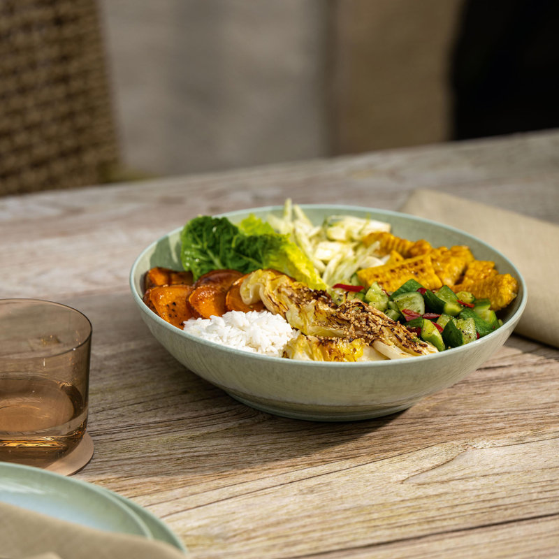 Villeroy & Boch - Perlemor Alga Low Serving Bowl, 43.25 oz, Premium Porcelain, Made in Germany, Dishwasher and Microwave Safe, Green
