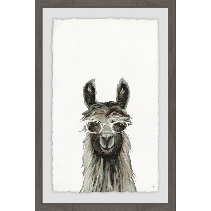 Sundown «Happy Llama», reproduction encadrée, H 24 po x l 16 po x P 1,5 po