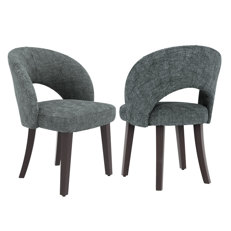 Chaises de salle à manger rembourrées en bois avec dossier courbé et pieds en bois massif, Gray