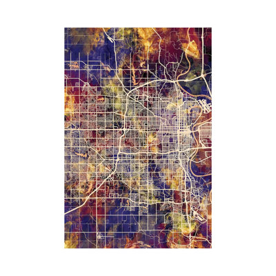 Omaha Nebraska City Map II by Michael Tompsett - Wrapped Canvas Gallery-Wrapped Canvas Giclée