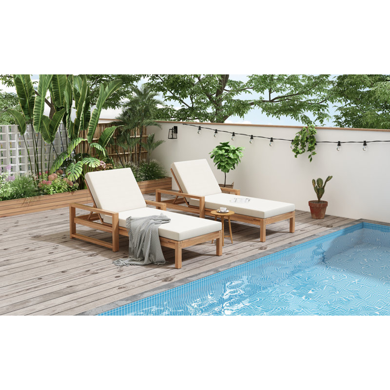 Trexm Outdoor Lounge Chairs, 5-Position Chaise Lounge Outdoor, Patio Chaise Lounge With Cushion & Adjustable Backrest, Pool Lounge Chairs For Backyard, Deck, And Lawn,