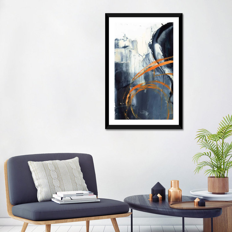 "Orange Rind I" par Ethan Harper, reproduction d’art, H 32 po x l 24 po x P 1 po, Papier encadré noir, Blanc
