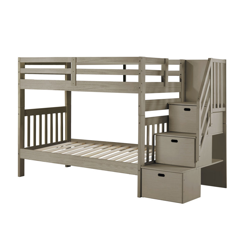Ahmia Kids Twin Over Twin Bunk Bed, Slate