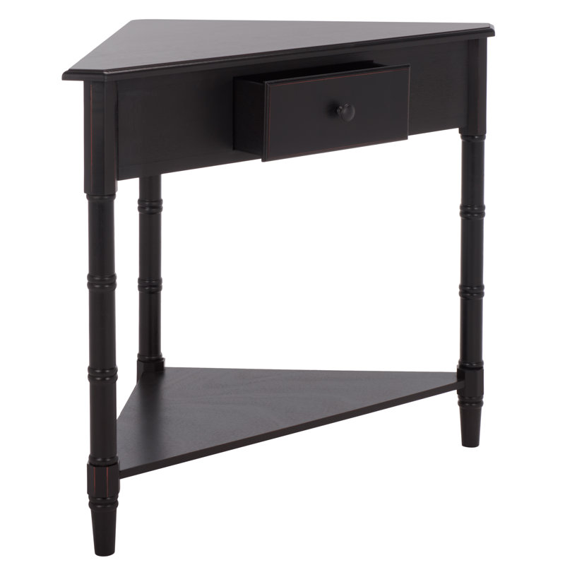Meaux 86.11cm Solid Wood Console Table, Distressed Black