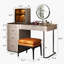  Ensemble de meuble-lavabo de 47 po de haute qualité, prise de courant, plateau en verre, très facile à assembler, avec tabouret de maquillage-2102822640