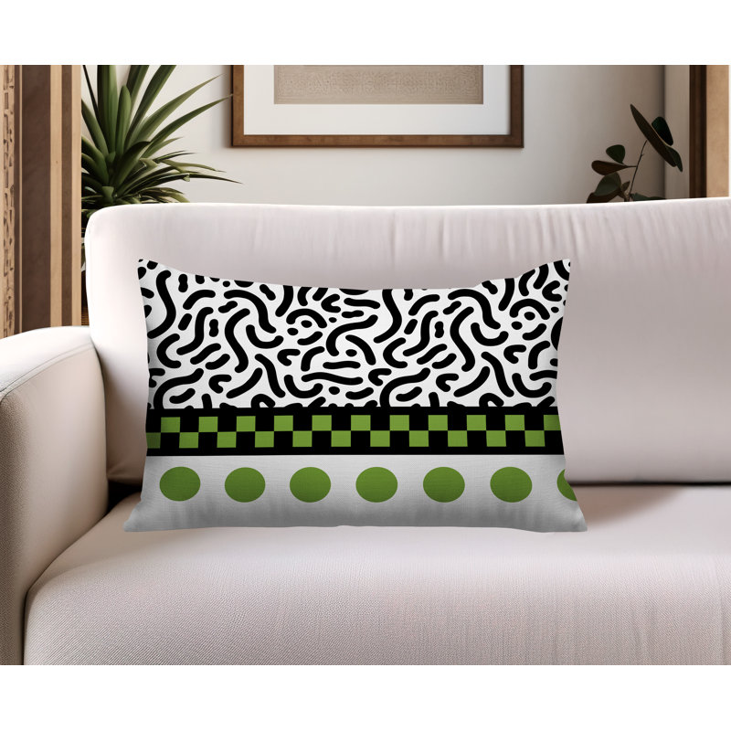 Oreiller rectangulaire réversible intérieur / extérieur Kixie, Rectangulaire H 14 po x l 20 po, Chartreuse