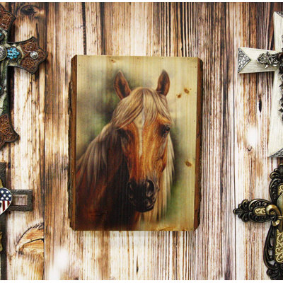 Décoration murale tête de cheval ebros rustique country western stallion