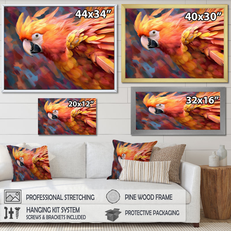 Perroquet tropical II - animaux, impressions sur toile, Toile tendue, H 24 po x l 32 po x P 1 po