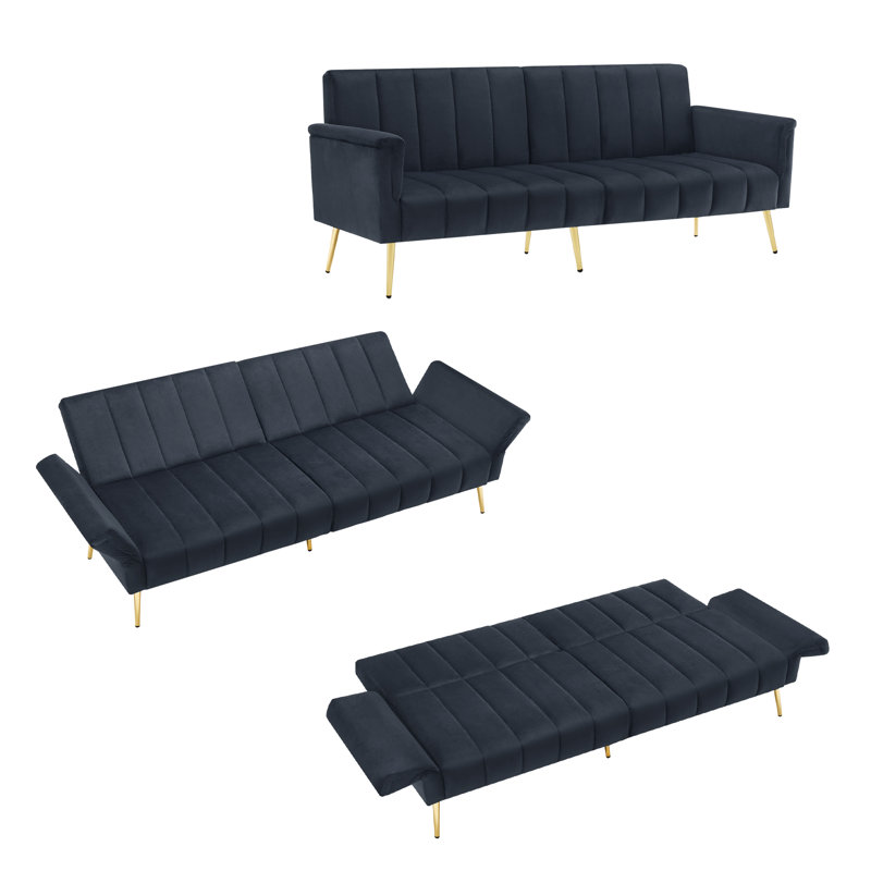 2 Seater Velvet Sofa, Black Velvet