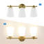 Miroir de salle de bain doré 3 lumières 3 lumières, luminaires de salle de bain avec abat-jour en verre givré, applique murale moderne, douille E26 (ampoules non incluses)-2125519571