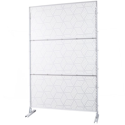 Outdoor & Indoor Privacy Screen Metal Privacy Screen 76" H×48" W, Freestanding Decorative Privacy Screen For Deck Balcony Patio, Privacy Fence Panels For Outside Lawn Garden PS116 WHITE