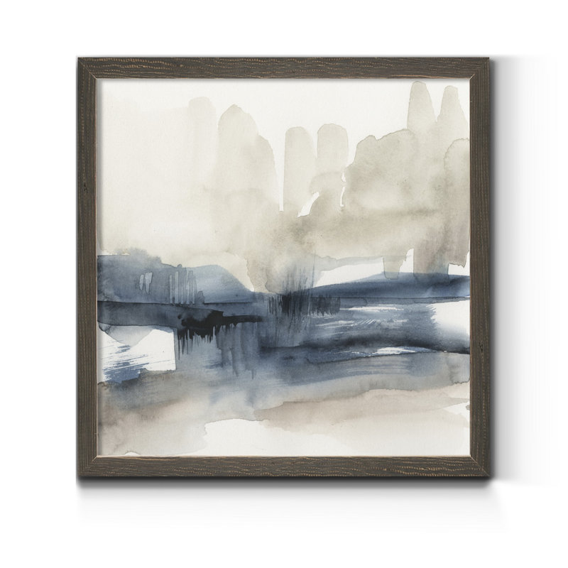 Brouillard sur l'horizon I - Cadre photo, reproduction d'art sur toile, H 17 po x l 17 po x P 0,75 po, Encadré gris
