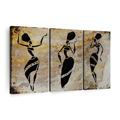 " Dancing African Women " 3 - Pieces