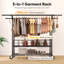 Double Rail Clothes Rack on Wheels, 283kg(625lbs) Capacity, with Mesh Storage Basket & Bottom Shelf-1574375306