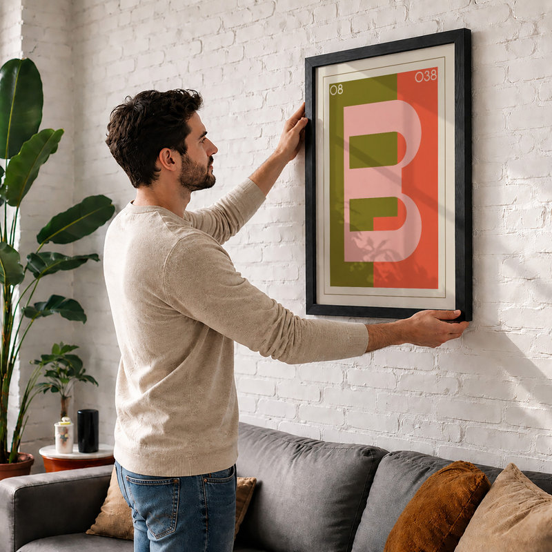 Letter B In Pink Geometric - Print, Unframed, A1 - 84.1 x 59.4 cm