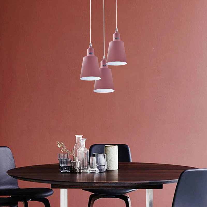 3 - Light Silver Cluster Pendant, Pink