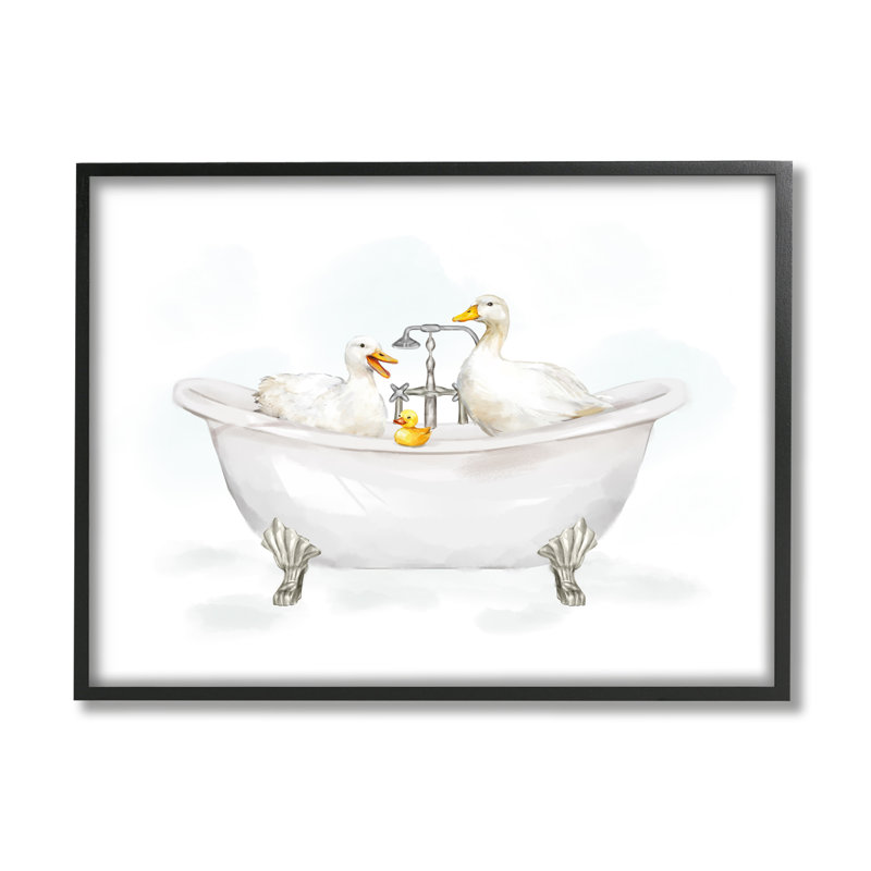 Canards dans la baignoire de Ziwei Li, Giclée encadrée noir minuit, H 16 po x l 20 po x P 1,5 po