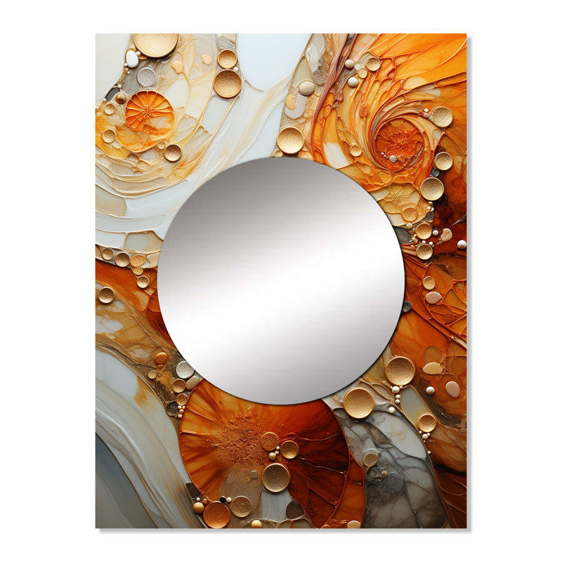 Howlend Encaustic Spirals I - miroir mural abstrait en spirale, miroir décoratif moderne, impression d'art en métal