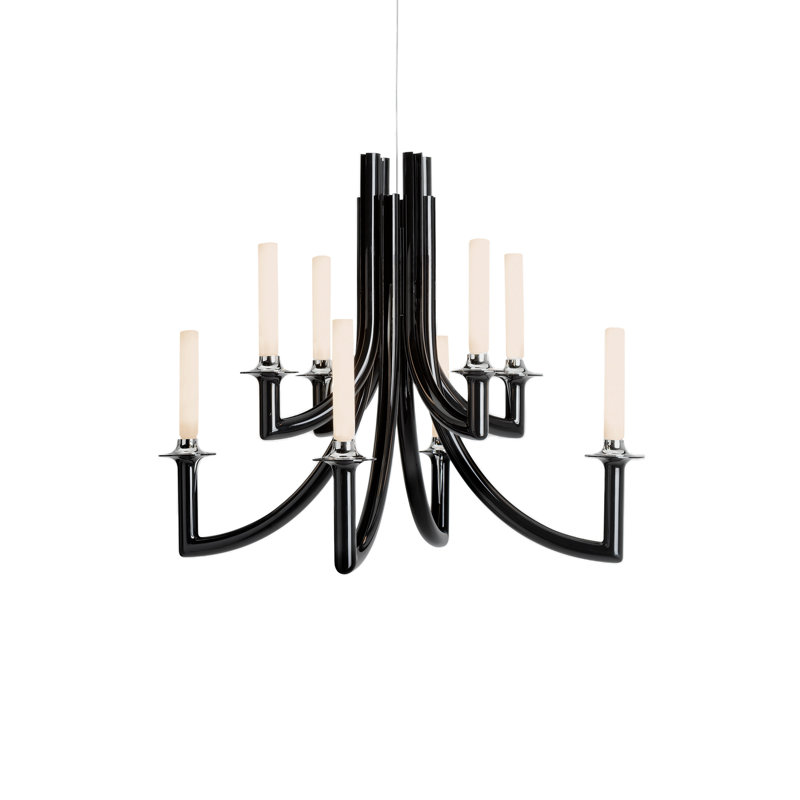 Black Polycarbonate Candelabra Chandelier with Faux Candlestick Lamping