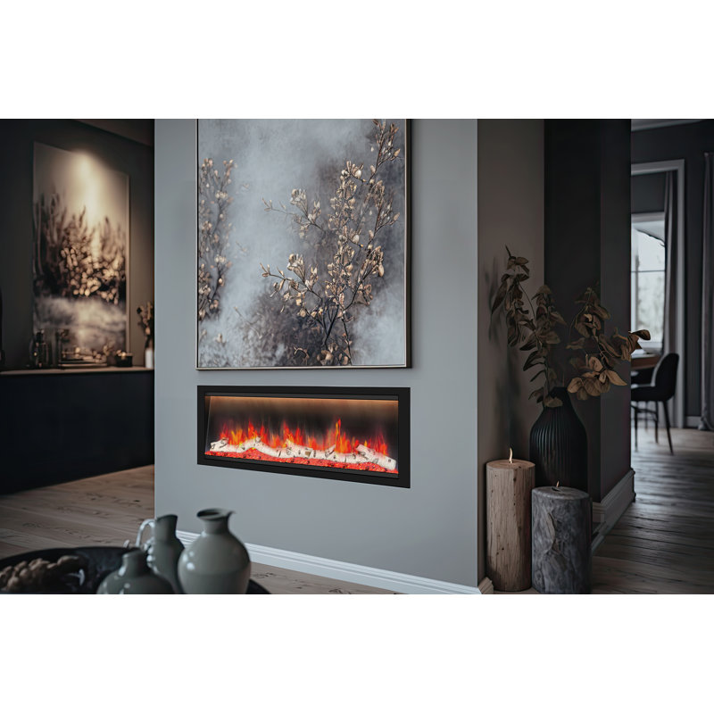 Black Electric Fireplace with 5000 BTU, 20.25" H x 58.5" W x 8.75" D