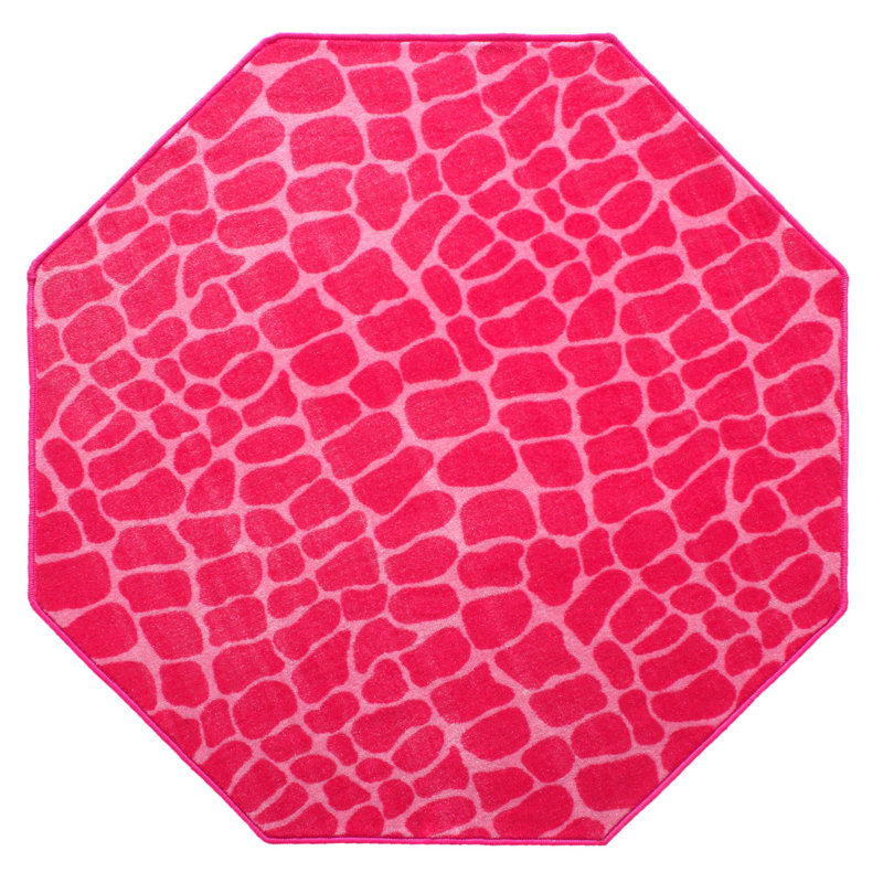 Crocodile Pink Area Rug For Living Room, Dining Room, Kitchen, Bedroom, Kids, Octagon 6'