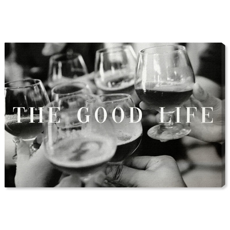 Drinks and Spirits Cheers and Friends, impression sur toile noire moderne et contemporaine, H 16 po x l 24 po x P 0,8 po