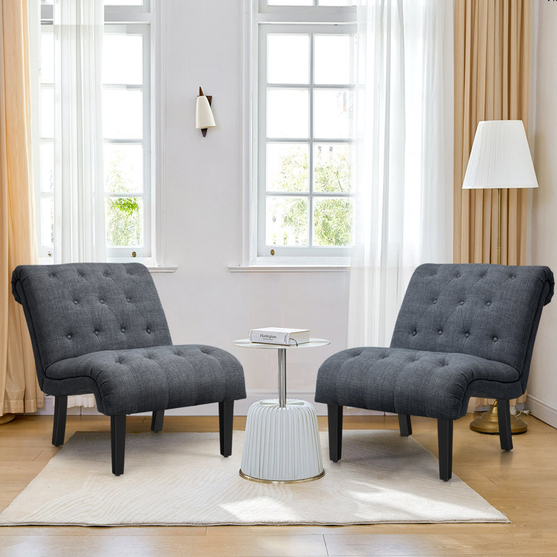 Altia Upholstered Cotton Blend Accent Chair, Grey Cotton Blend